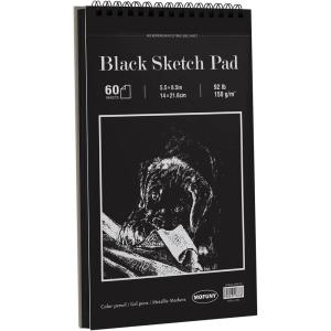 imageBlack Sketch Drawing Paper Pad 55x85 inches 60 Sheets 92LB150gsm Heavyweight DoubleSided Hard Cover Spiral Bound for Colored Pencil Oil Pastel Charcoal Graphite Gel Pen Ink Chalk