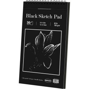 imageBlack Sketch Pad 55 x 85 inches 30 Sheets 92lb150gsm Heavyweight Drawing Paper with Hard Cover ampamp Spiral Bound Perfect for Colored Pencil Oil Pastel Graphite Gel Pen Ink Charcoal Chalk1 pack