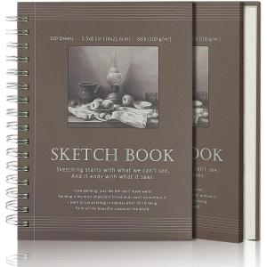 imageSketch Book 9x12  Sketchbook for Drawing  100 Sheets 68 lb100gsmDrawing Pad with Sided Spiral Bound Sketch Pads for Drawing for Adults for Beginners55 x 85 Side Wire 2 Pack