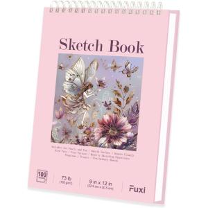 image8quot x 10quot Sketch Book 100 Sheets Hardcover Sketchbook 68 lb100gsm Drawing Paper for Adults Spiral Bound Sketch Pad Art Paper for Drawing and Painting for Art Supplies for College StudentsPink