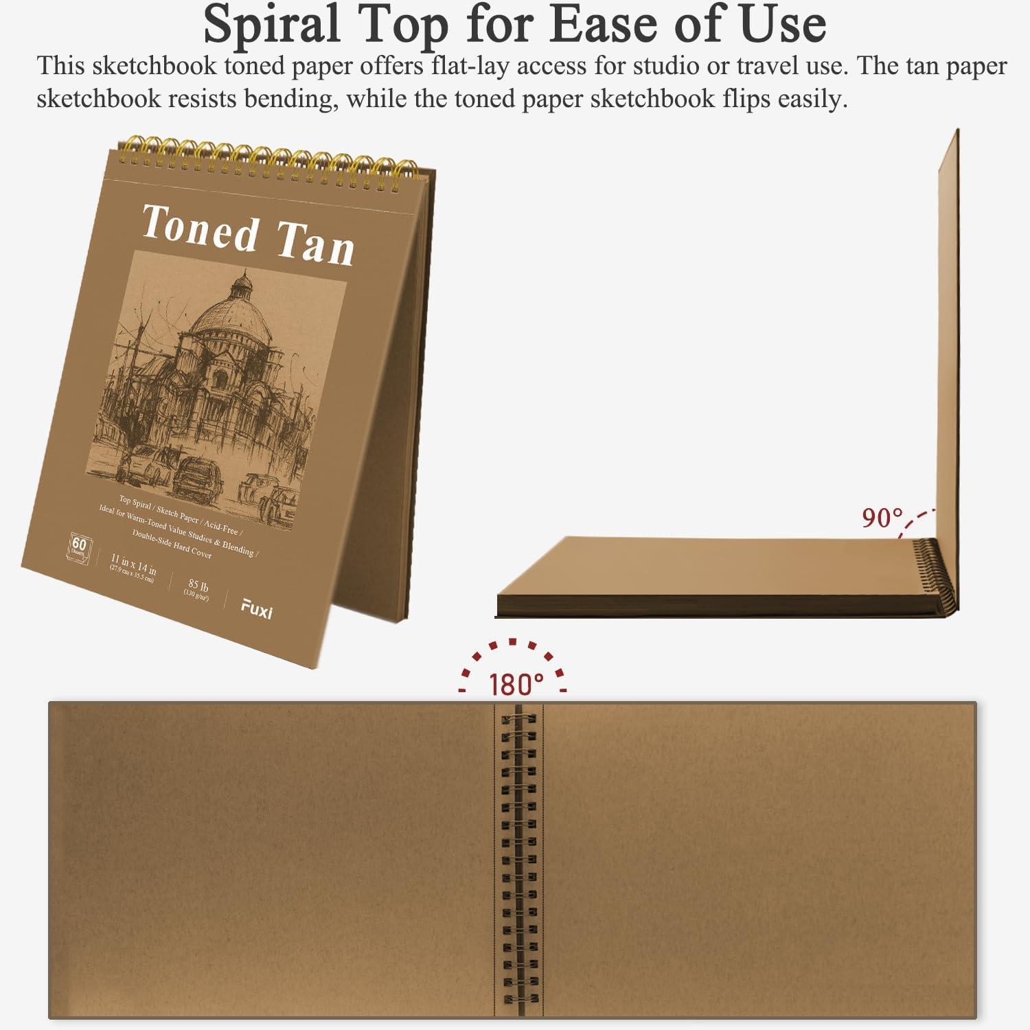 imageFuxi Art Supplies for Kids 912 Stocking Stuffers  Art Set with 60Sheet 73lb120gsm Sketch Book for Kids Ages 812 Jumbo Colored Pencils ampamp Crayons  Ideal Christmas Gifts for GrandkidsToned Tan