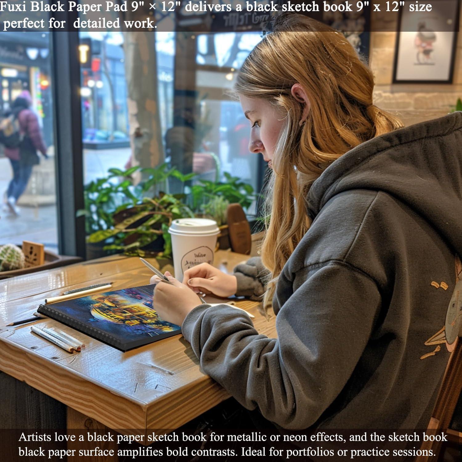 imageFuxi Art Supplies for Kids 912 Stocking Stuffers  Art Set with 60Sheet 73lb120gsm Sketch Book for Kids Ages 812 Jumbo Colored Pencils ampamp Crayons  Ideal Christmas Gifts for GrandkidsObsidian  Moss