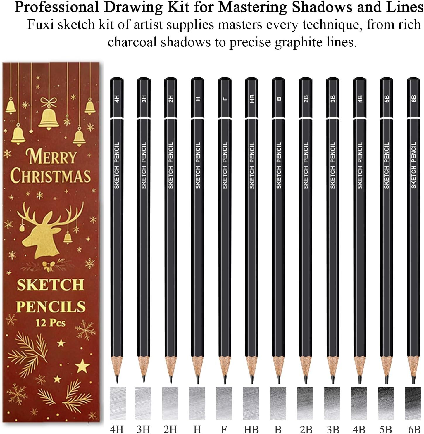 imageFuxi Art Supplies for Kids 912 Stocking Stuffers  Art Set with 60Sheet 73lb120gsm Sketch Book for Kids Ages 812 Jumbo Colored Pencils ampamp Crayons  Ideal Christmas Gifts for GrandkidsChristmas Red