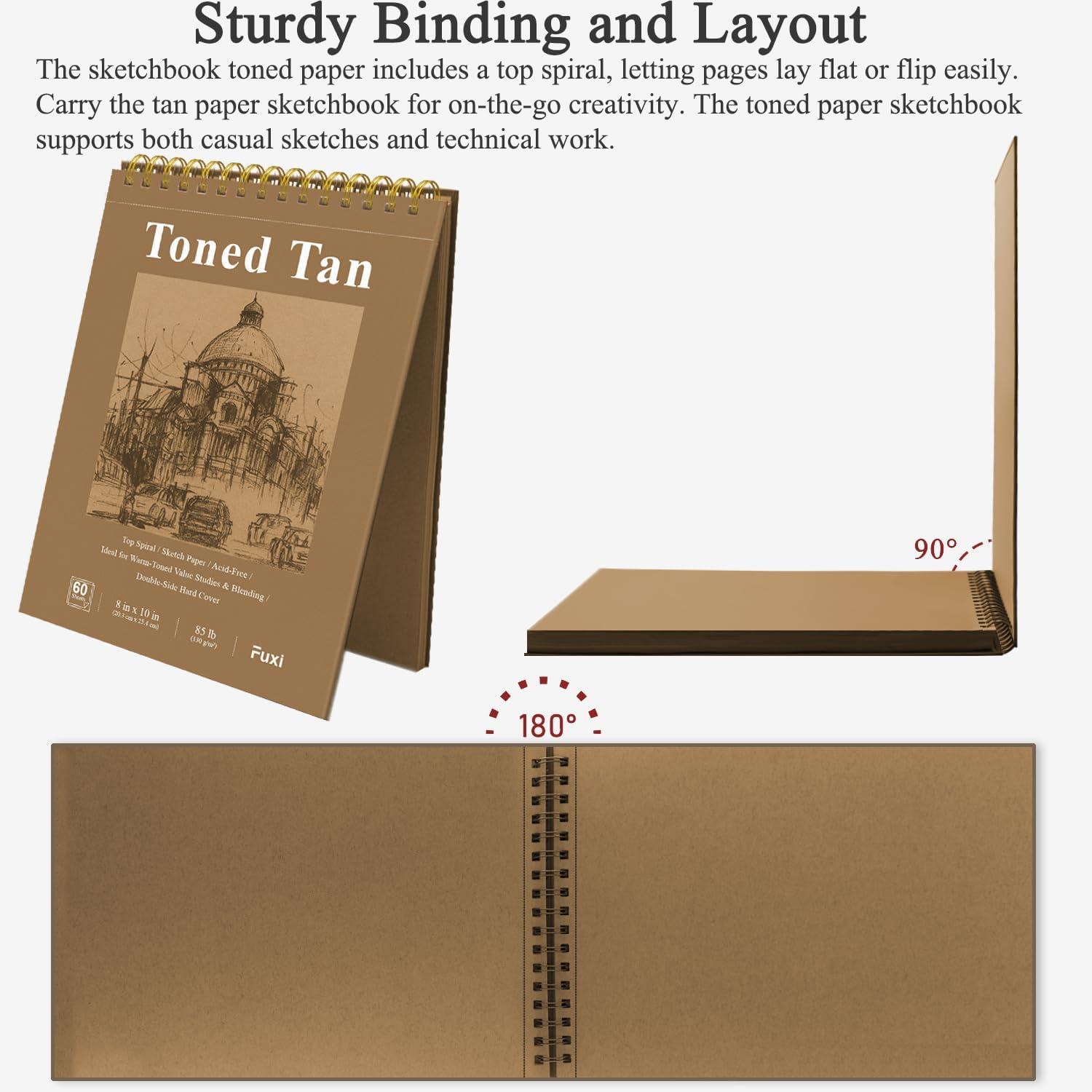 imageFuxi Art Supplies for Kids 912 Stocking Stuffers  Art Set with 60Sheet 73lb120gsm Sketch Book for Kids Ages 812 Jumbo Colored Pencils ampamp Crayons  Ideal Christmas Gifts for GrandkidsToned Tan