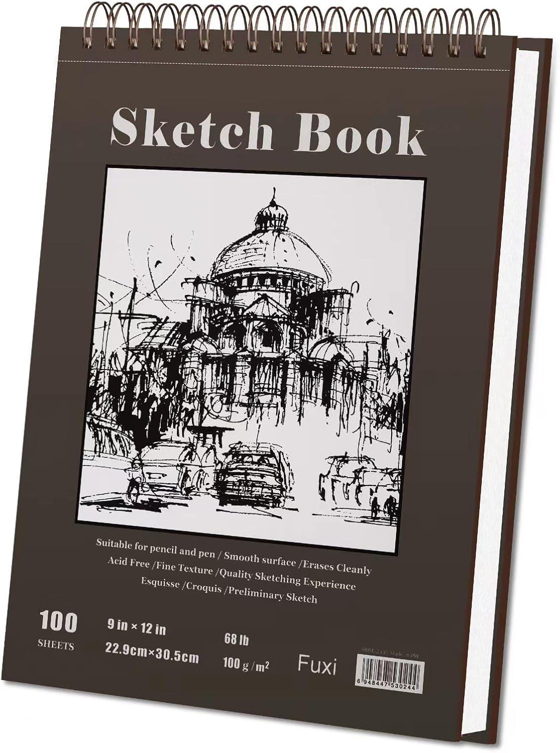 imageFuxi Art Supplies for Kids 912 Stocking Stuffers  Art Set with 60Sheet 73lb120gsm Sketch Book for Kids Ages 812 Jumbo Colored Pencils ampamp Crayons  Ideal Christmas Gifts for GrandkidsBrown