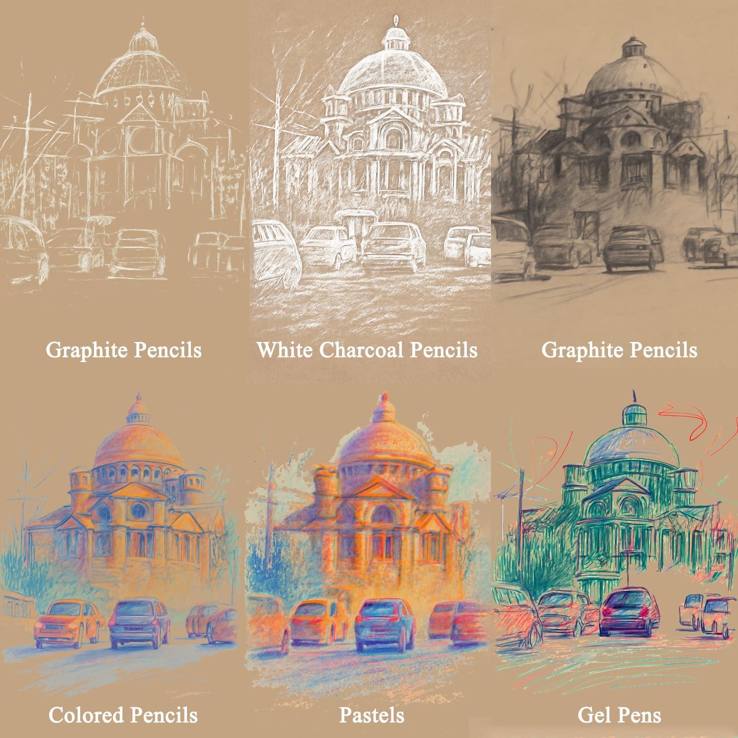 imageFuxi Art Supplies for Kids 912 Stocking Stuffers  Art Set with 60Sheet 73lb120gsm Sketch Book for Kids Ages 812 Jumbo Colored Pencils ampamp Crayons  Ideal Christmas Gifts for GrandkidsToned Tan