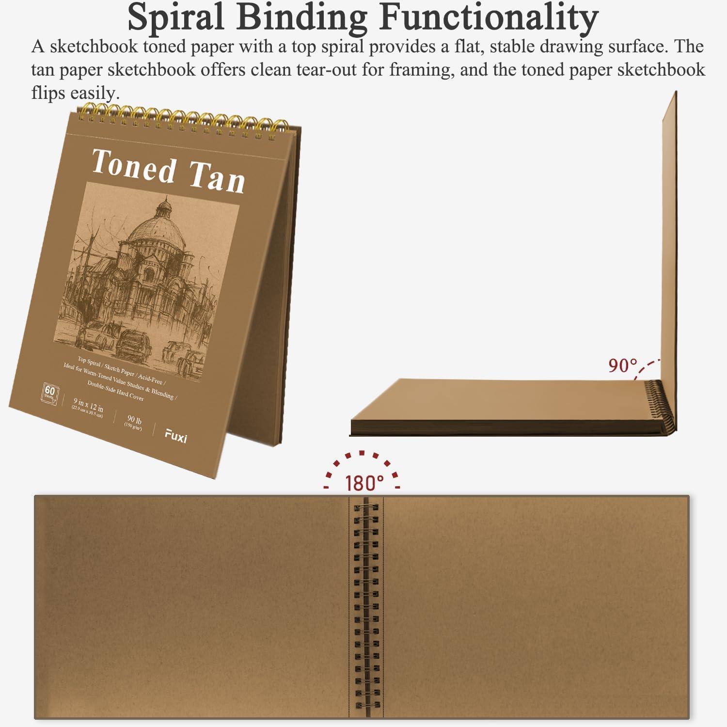 imageFuxi Art Supplies for Kids 912 Stocking Stuffers  Art Set with 60Sheet 73lb120gsm Sketch Book for Kids Ages 812 Jumbo Colored Pencils ampamp Crayons  Ideal Christmas Gifts for GrandkidsToned Tan