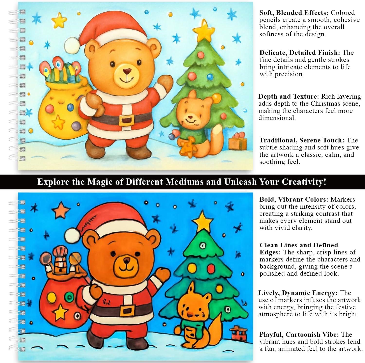 imageFuxi Art Supplies for Kids 912 Stocking Stuffers  Art Set with 60Sheet 73lb120gsm Sketch Book for Kids Ages 812 Jumbo Colored Pencils ampamp Crayons  Ideal Christmas Gifts for GrandkidsSatind Black