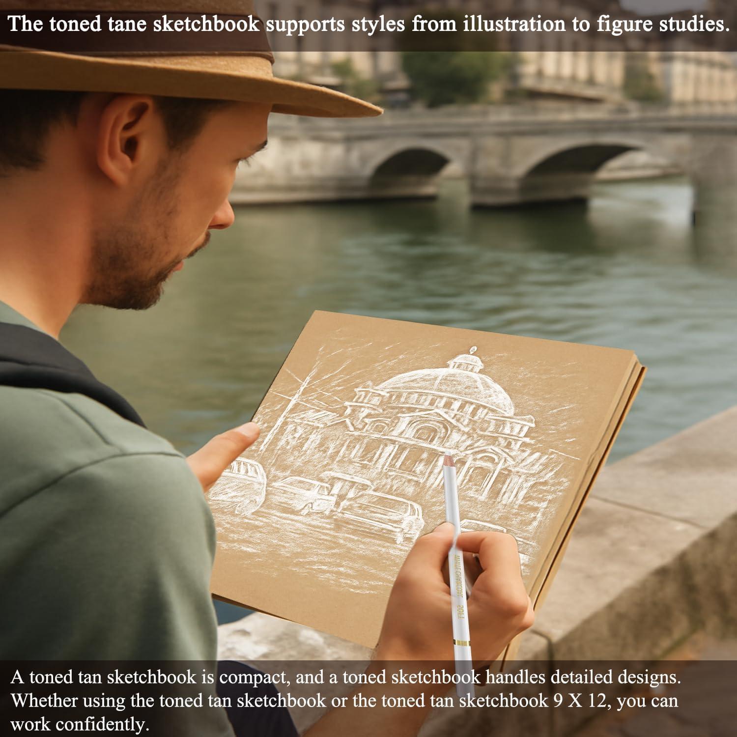 imageFuxi Art Supplies for Kids 912 Stocking Stuffers  Art Set with 60Sheet 73lb120gsm Sketch Book for Kids Ages 812 Jumbo Colored Pencils ampamp Crayons  Ideal Christmas Gifts for GrandkidsToned Tan