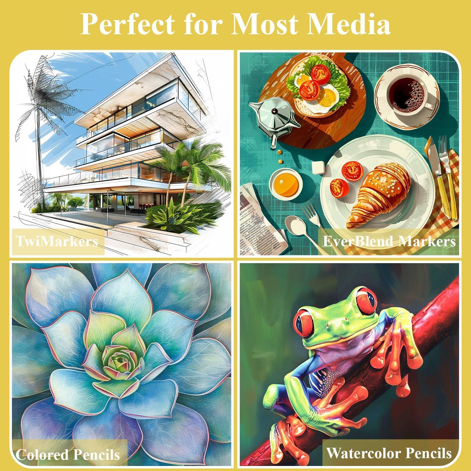 imageFuxi Art Supplies for Kids 912 Stocking Stuffers  Art Set with 60Sheet 73lb120gsm Sketch Book for Kids Ages 812 Jumbo Colored Pencils ampamp Crayons  Ideal Christmas Gifts for GrandkidsYellow