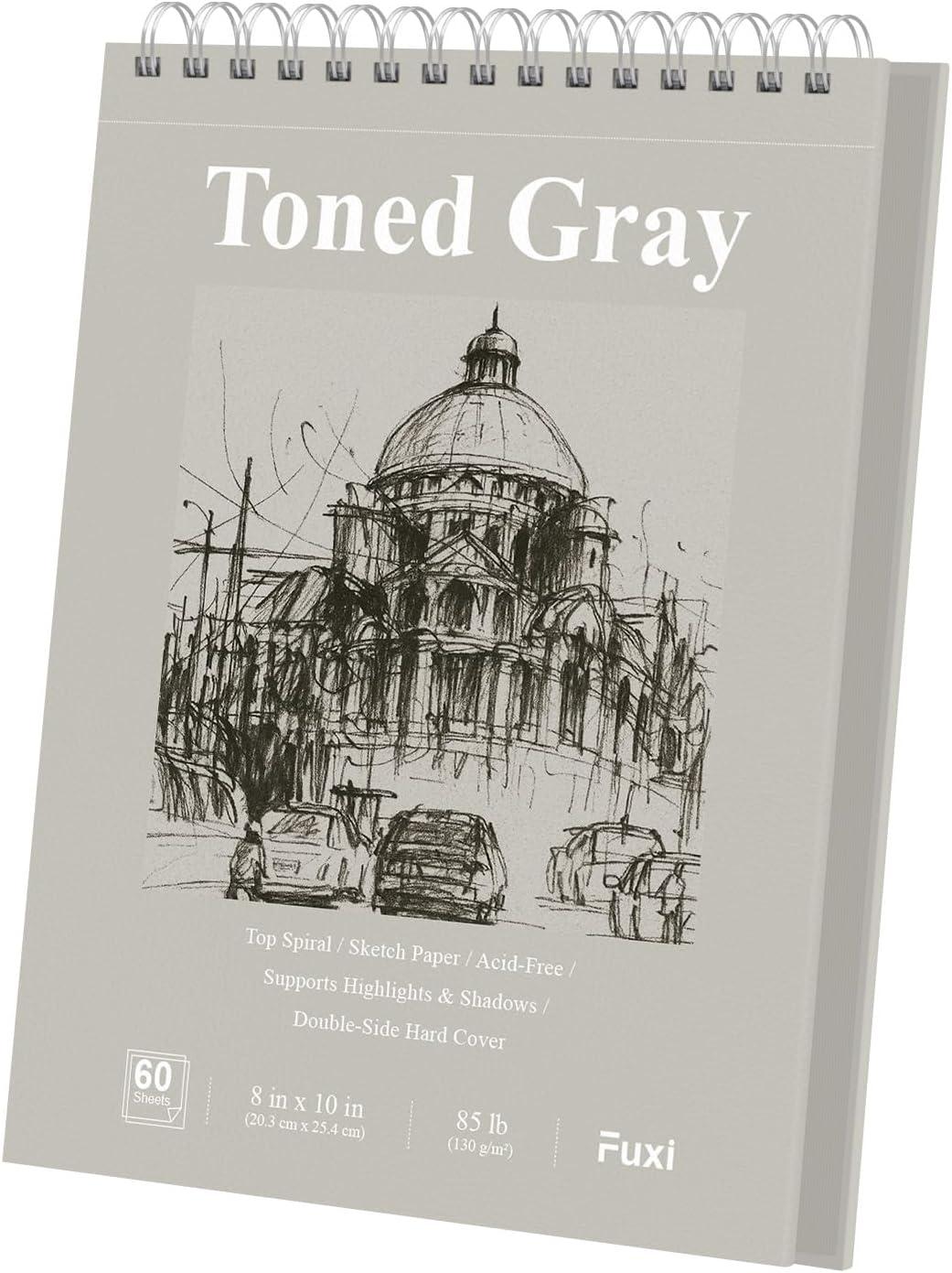 imageFuxi Art Supplies for Kids 912 Stocking Stuffers  Art Set with 60Sheet 73lb120gsm Sketch Book for Kids Ages 812 Jumbo Colored Pencils ampamp Crayons  Ideal Christmas Gifts for GrandkidsToned Gray