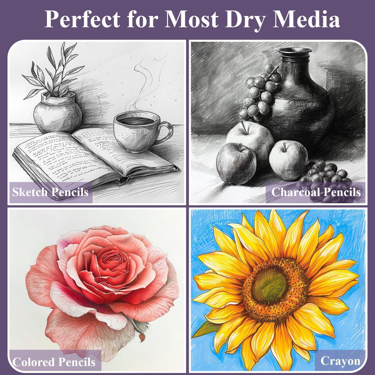 imageFuxi Art Supplies for Kids 912 Stocking Stuffers  Art Set with 60Sheet 73lb120gsm Sketch Book for Kids Ages 812 Jumbo Colored Pencils ampamp Crayons  Ideal Christmas Gifts for GrandkidsPurpIed