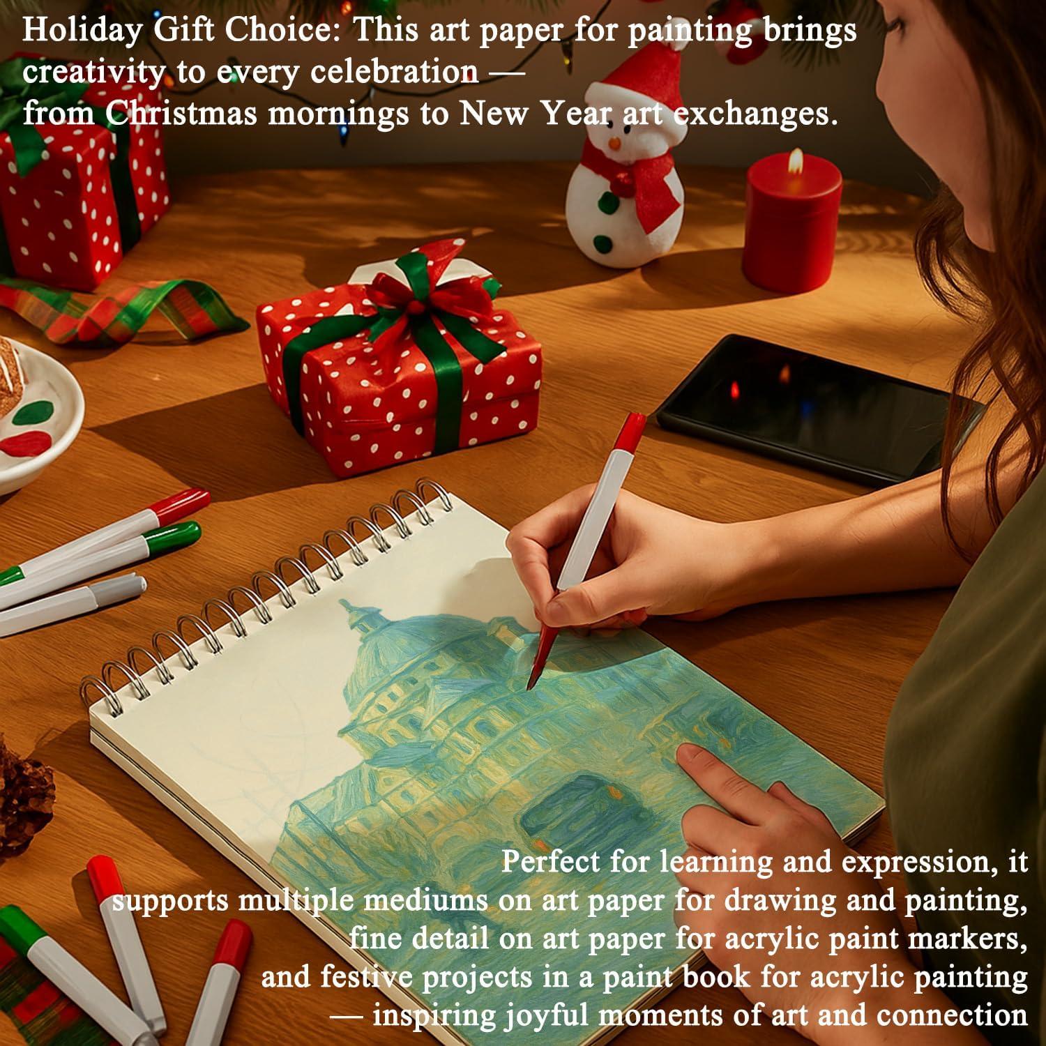 imageFuxi Art Supplies for Kids 912 Stocking Stuffers  Art Set with 60Sheet 73lb120gsm Sketch Book for Kids Ages 812 Jumbo Colored Pencils ampamp Crayons  Ideal Christmas Gifts for GrandkidsWhite