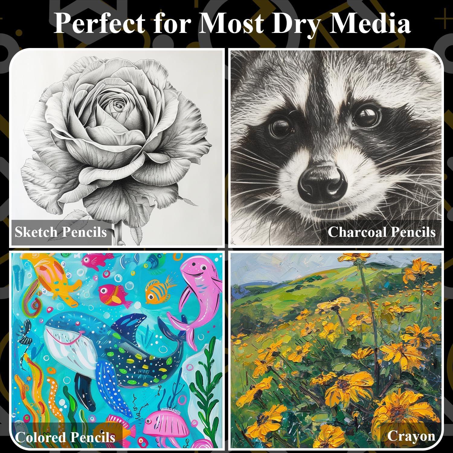 imageFuxi Art Supplies for Kids 912 Stocking Stuffers  Art Set with 60Sheet 73lb120gsm Sketch Book for Kids Ages 812 Jumbo Colored Pencils ampamp Crayons  Ideal Christmas Gifts for GrandkidsSatind Black