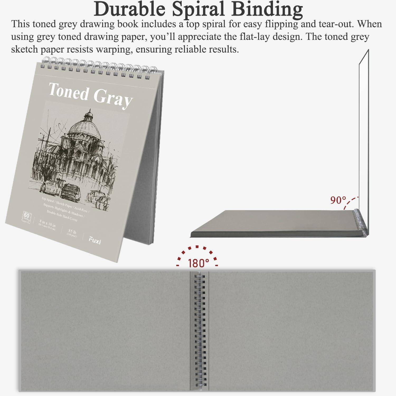 imageFuxi Art Supplies for Kids 912 Stocking Stuffers  Art Set with 60Sheet 73lb120gsm Sketch Book for Kids Ages 812 Jumbo Colored Pencils ampamp Crayons  Ideal Christmas Gifts for GrandkidsToned Gray