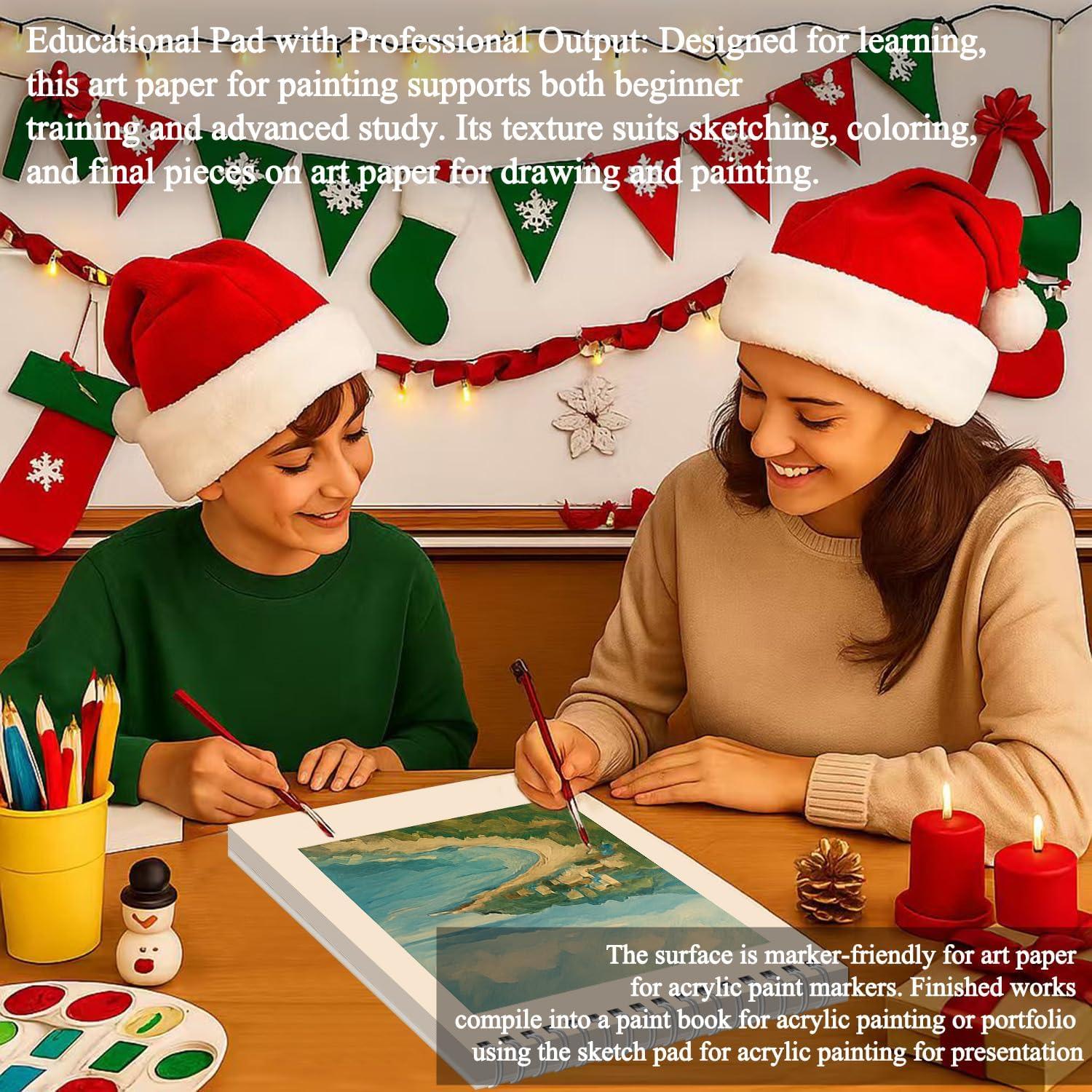 imageFuxi Art Supplies for Kids 912 Stocking Stuffers  Art Set with 60Sheet 73lb120gsm Sketch Book for Kids Ages 812 Jumbo Colored Pencils ampamp Crayons  Ideal Christmas Gifts for GrandkidsWhite