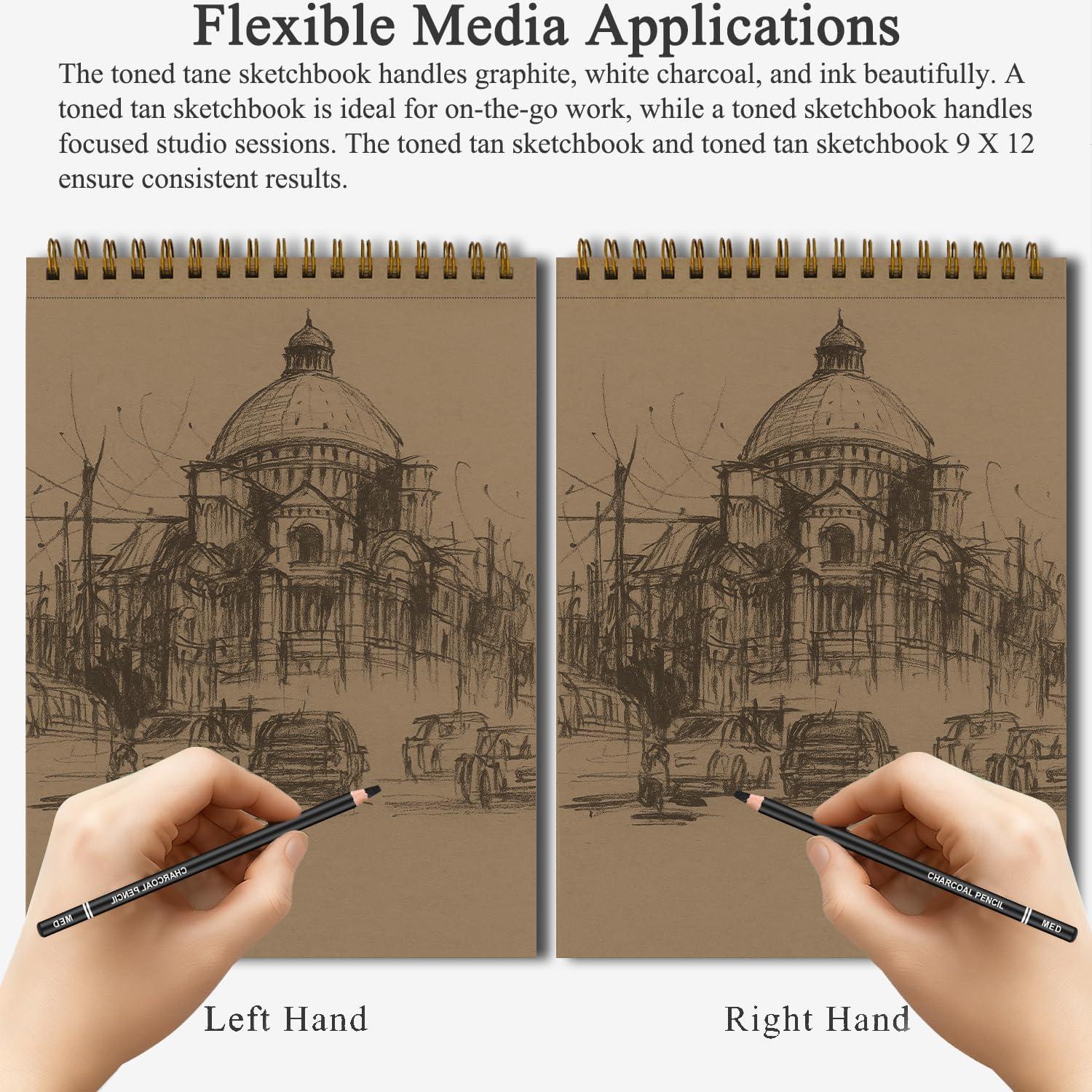 imageFuxi Art Supplies for Kids 912 Stocking Stuffers  Art Set with 60Sheet 73lb120gsm Sketch Book for Kids Ages 812 Jumbo Colored Pencils ampamp Crayons  Ideal Christmas Gifts for GrandkidsToned Tan