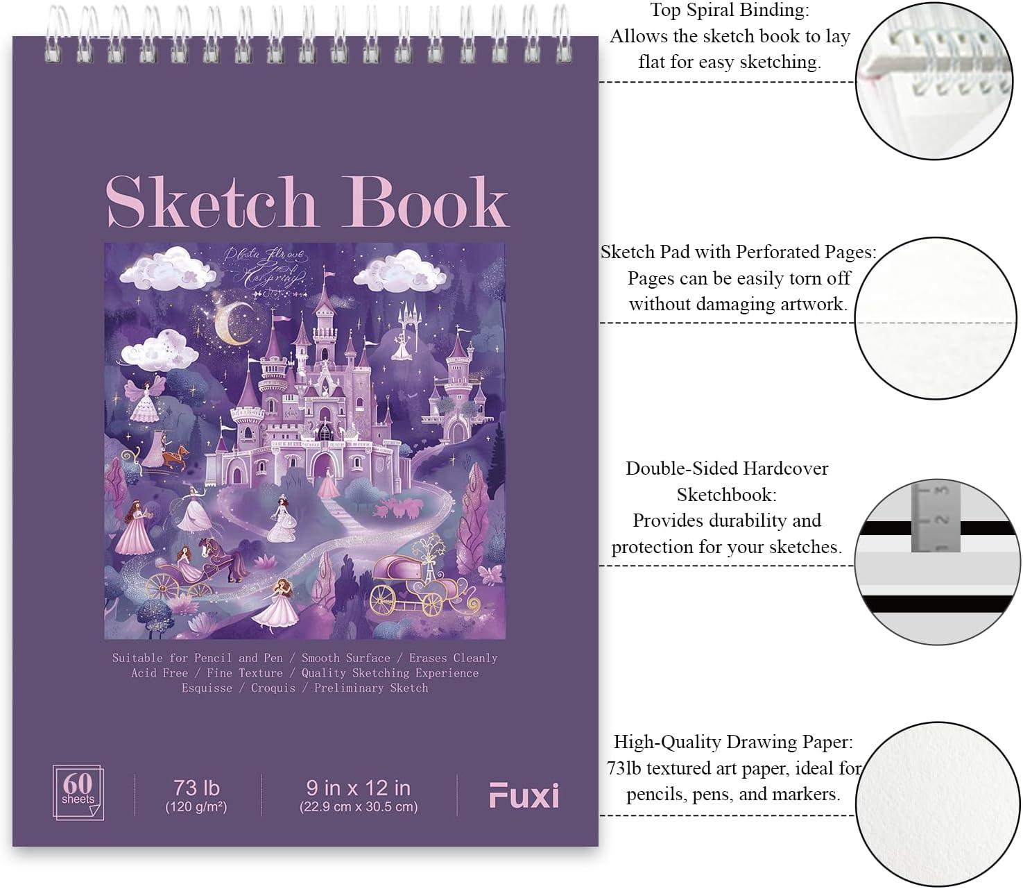 imageFuxi Art Supplies for Kids 912 Stocking Stuffers  Art Set with 60Sheet 73lb120gsm Sketch Book for Kids Ages 812 Jumbo Colored Pencils ampamp Crayons  Ideal Christmas Gifts for GrandkidsPurpIed