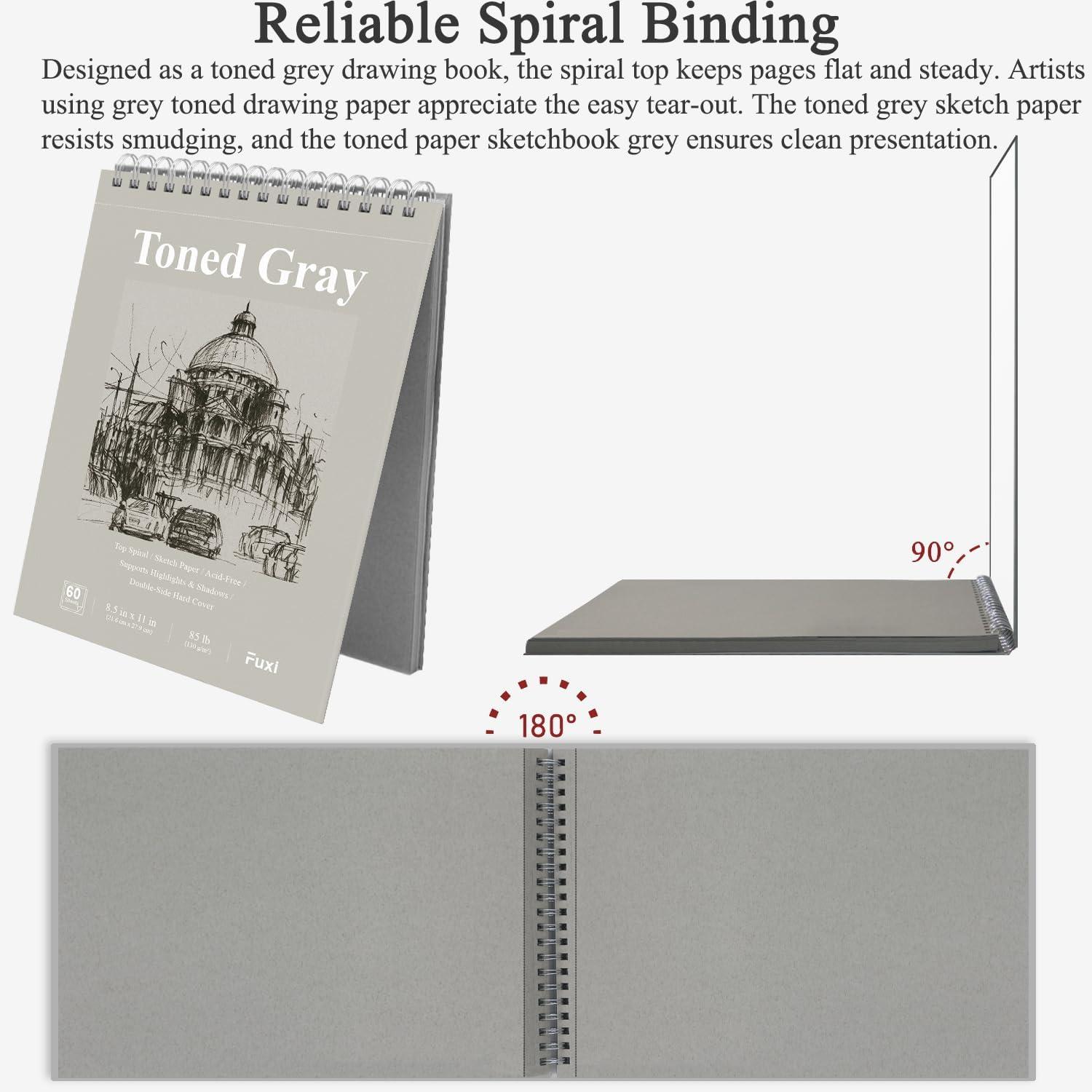 imageFuxi Art Supplies for Kids 912 Stocking Stuffers  Art Set with 60Sheet 73lb120gsm Sketch Book for Kids Ages 812 Jumbo Colored Pencils ampamp Crayons  Ideal Christmas Gifts for GrandkidsToned Gray