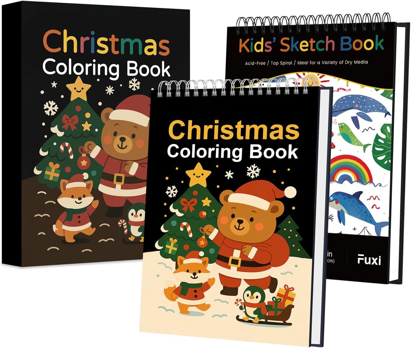 imageFuxi Art Supplies for Kids 912 Stocking Stuffers  Art Set with 60Sheet 73lb120gsm Sketch Book for Kids Ages 812 Jumbo Colored Pencils ampamp Crayons  Ideal Christmas Gifts for GrandkidsSatind Black