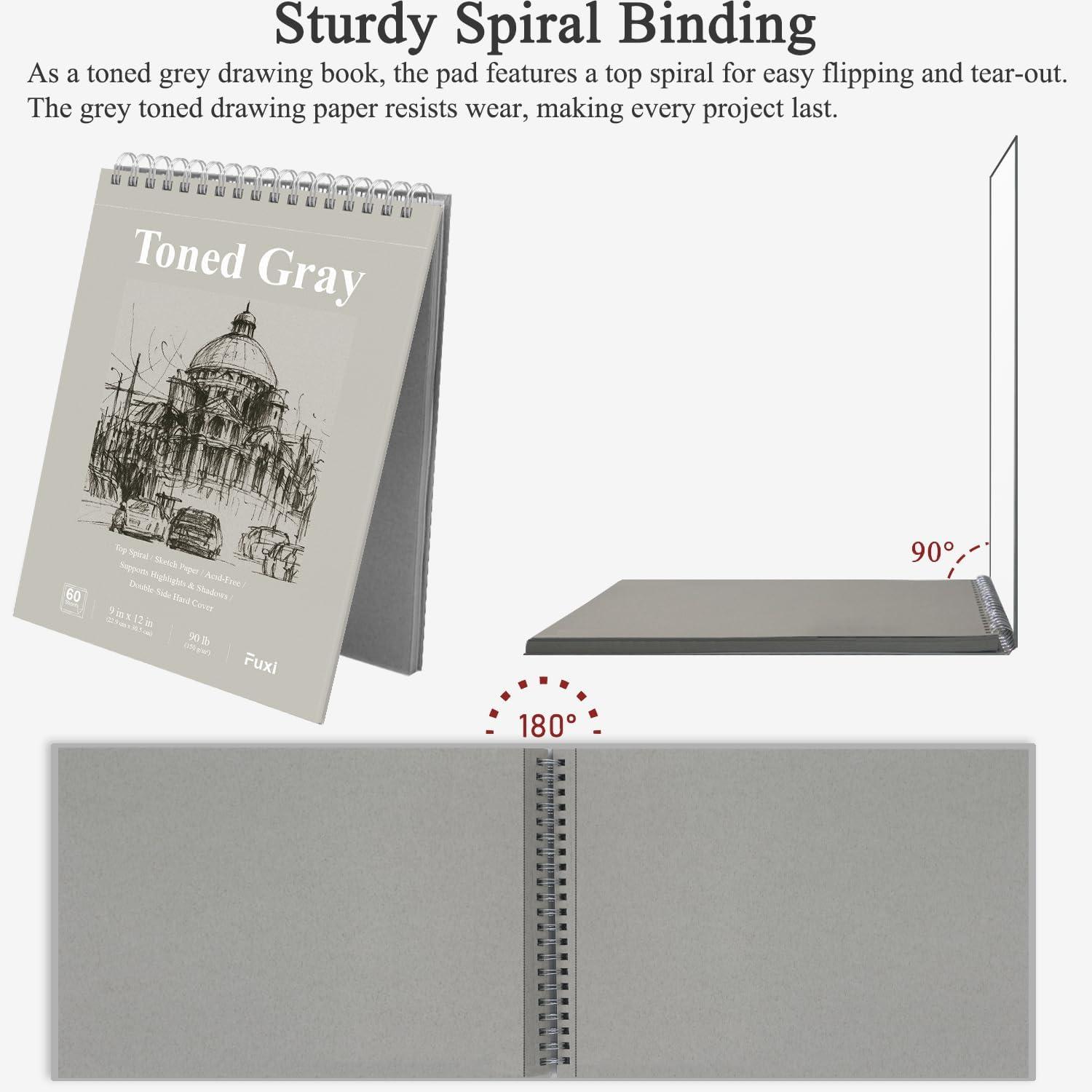 imageFuxi Art Supplies for Kids 912 Stocking Stuffers  Art Set with 60Sheet 73lb120gsm Sketch Book for Kids Ages 812 Jumbo Colored Pencils ampamp Crayons  Ideal Christmas Gifts for GrandkidsToned Gray