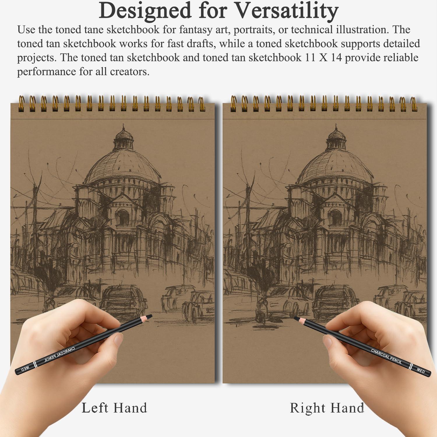 imageFuxi Art Supplies for Kids 912 Stocking Stuffers  Art Set with 60Sheet 73lb120gsm Sketch Book for Kids Ages 812 Jumbo Colored Pencils ampamp Crayons  Ideal Christmas Gifts for GrandkidsToned Tan