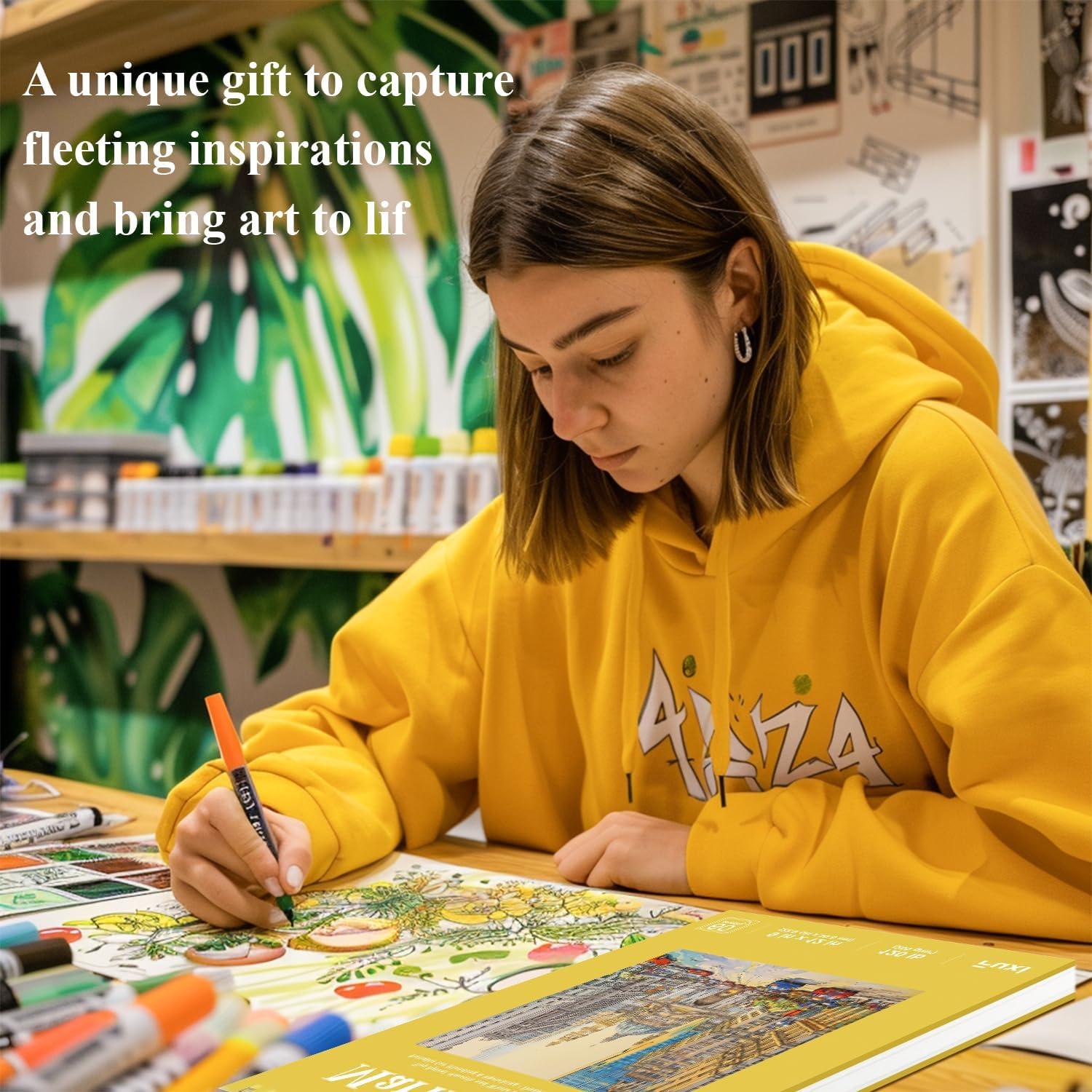 imageFuxi Art Supplies for Kids 912 Stocking Stuffers  Art Set with 60Sheet 73lb120gsm Sketch Book for Kids Ages 812 Jumbo Colored Pencils ampamp Crayons  Ideal Christmas Gifts for GrandkidsYellow