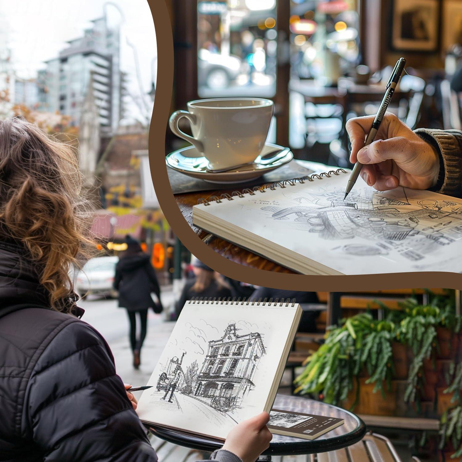 imageFuxi Art Supplies for Kids 912 Stocking Stuffers  Art Set with 60Sheet 73lb120gsm Sketch Book for Kids Ages 812 Jumbo Colored Pencils ampamp Crayons  Ideal Christmas Gifts for GrandkidsBrown