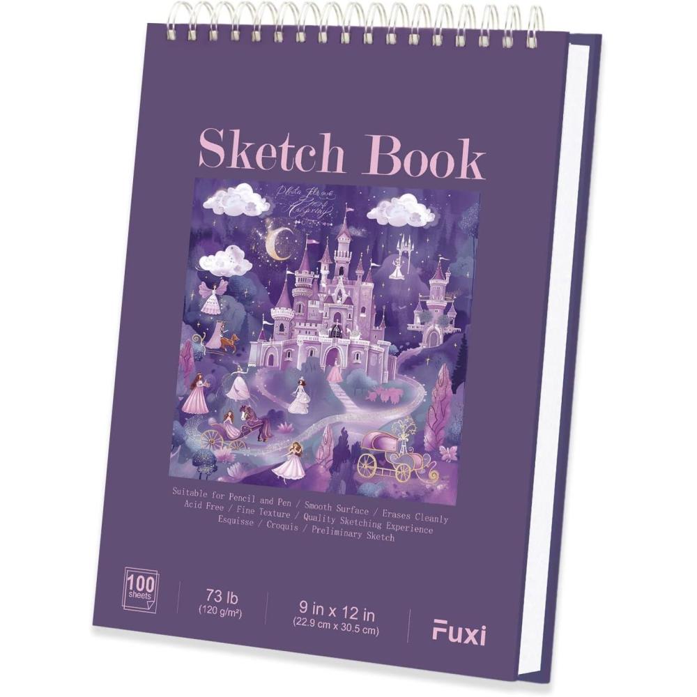 imageFuxi Art Supplies for Kids 912 Stocking Stuffers  Art Set with 60Sheet 73lb120gsm Sketch Book for Kids Ages 812 Jumbo Colored Pencils ampamp Crayons  Ideal Christmas Gifts for GrandkidsPurpIed