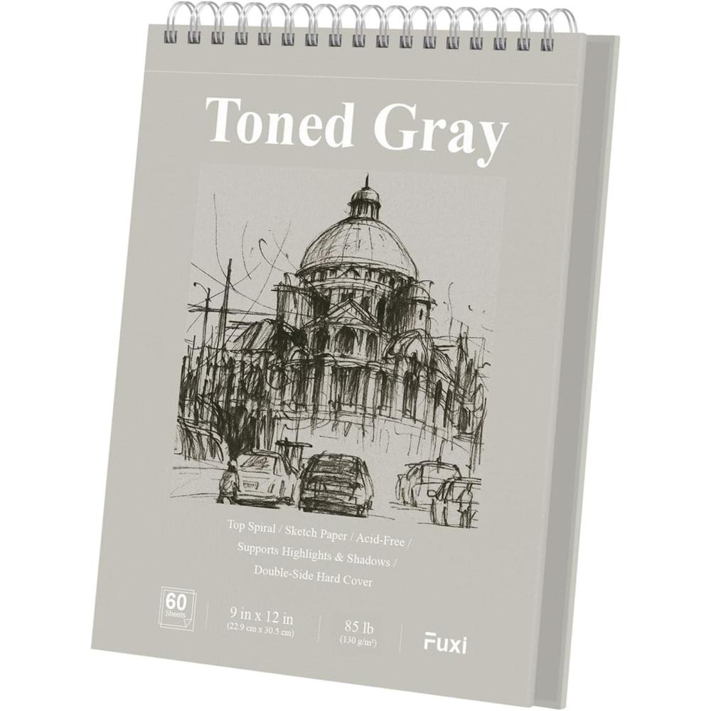 imageFuxi Art Supplies for Kids 912 Stocking Stuffers  Art Set with 60Sheet 73lb120gsm Sketch Book for Kids Ages 812 Jumbo Colored Pencils ampamp Crayons  Ideal Christmas Gifts for GrandkidsToned Gray