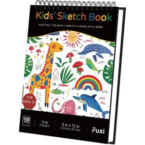 imageFuxi Art Supplies for Kids 912 Stocking Stuffers  Art Set with 60Sheet 73lb120gsm Sketch Book for Kids Ages 812 Jumbo Colored Pencils ampamp Crayons  Ideal Christmas Gifts for GrandkidsSatind Black